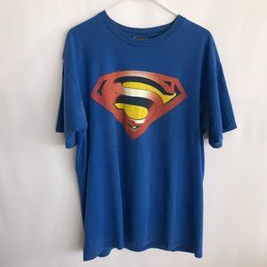 Vintage Short Sleeve Blue Superman Tshirt Sz L DC Comics